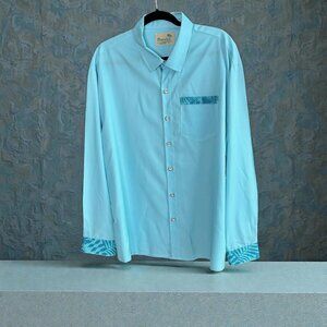 Royaura Men's Shirt Turquoise Blue Easy Care Long Sleeve Size XL